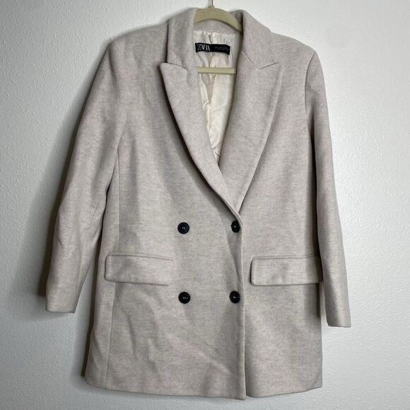 Zara Jackets & Blazers - ZARA DOUBLE BREASTED BLAZER SAND Size XS